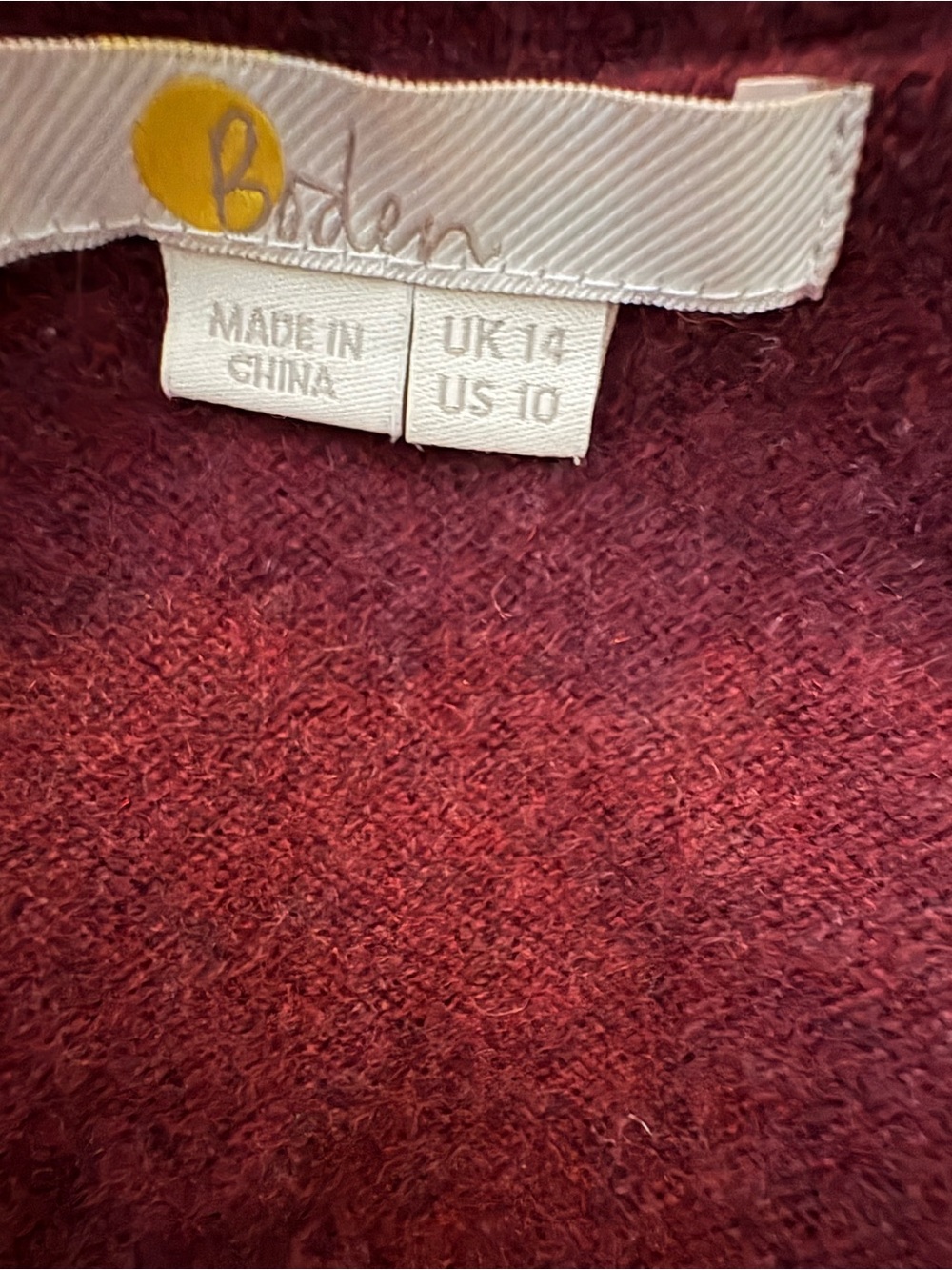 Boden Burgundy V-Neck Button-Front Cashmere Sweater Cardigan - Picture 3 of 5